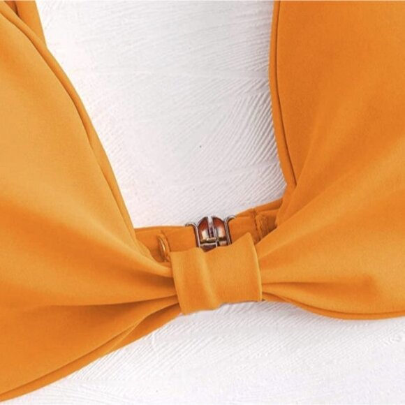 Zaful Bright Orange Knot Front Bikini Skimpy Bottom Size Small / US 4 New - Picture 4 of 9